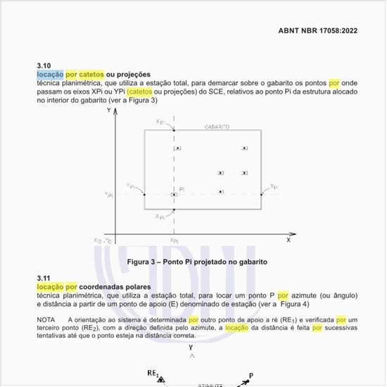 O que é a locação por catetos ou projeções?