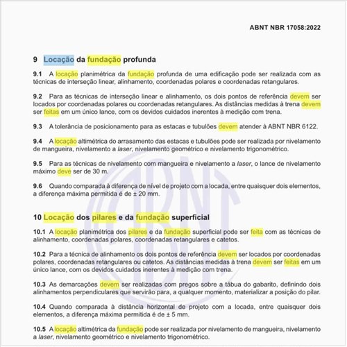Como deve ser feita a locação dos pilares e da fundação superficial?