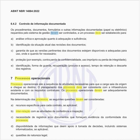 O que deve ser feito em relação aos processos operacionais?