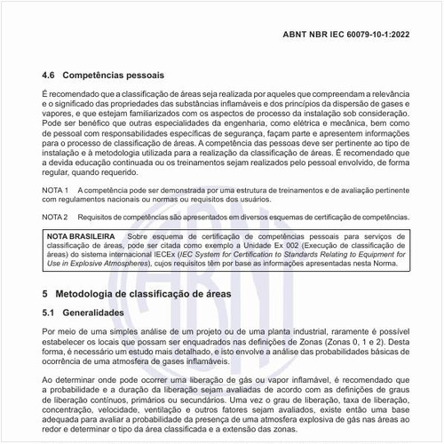 Qual é a metodologia de classificação de áreas?