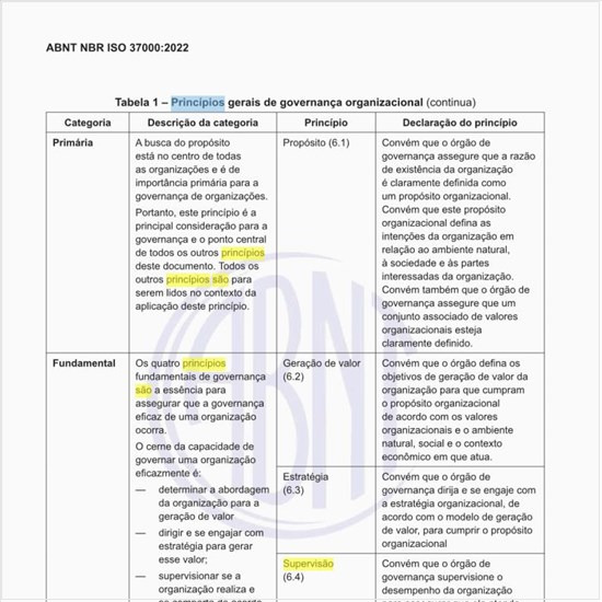 Quais são os princípios e os resultados da governança?