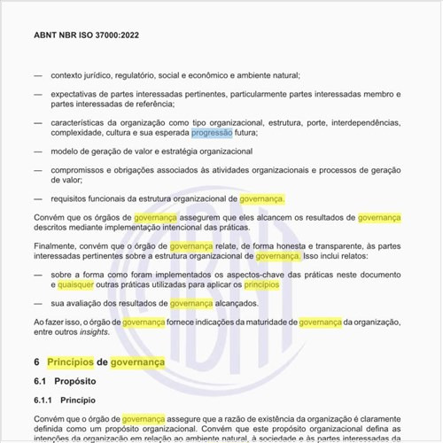 Quais são os princípios gerais de governança organizacional?