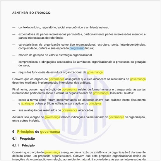 Quais são os princípios gerais de governança organizacional?