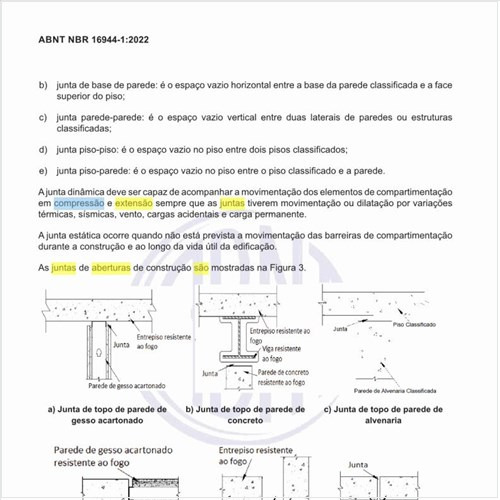Quais são os exemplos de aberturas de juntas de construção?