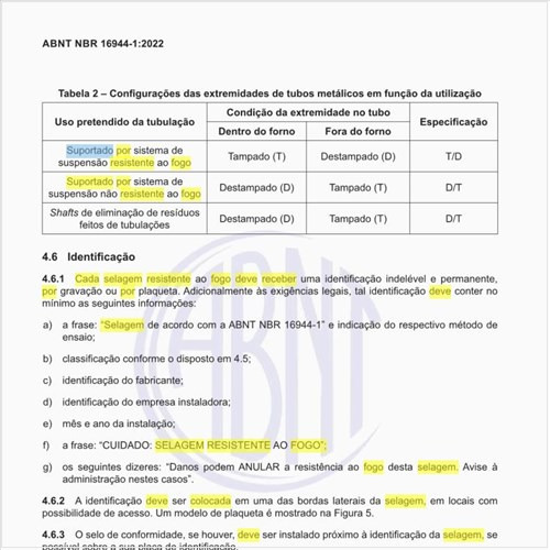 Por que cada selagem resistente ao fogo deve receber uma identificação?