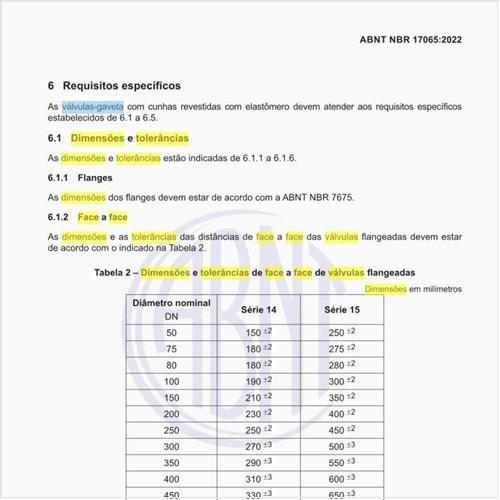 Quais são as dimensões e as tolerâncias de face a face das válvulas flangeadas?