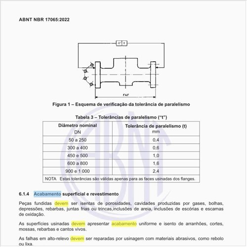 Qual deve ser o acabamento superficial e o revestimento?