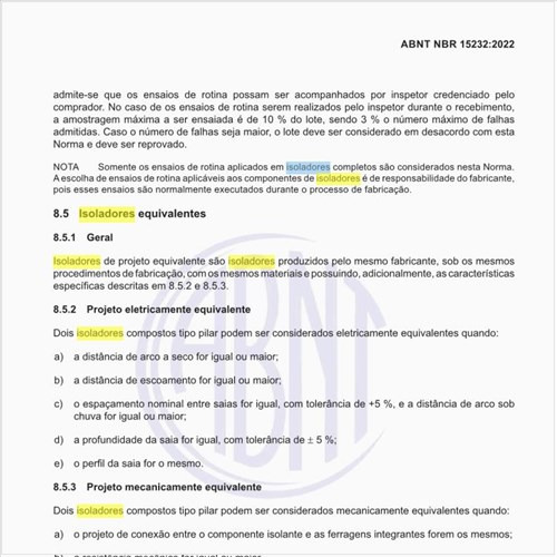 O que representam os isoladores equivalentes?