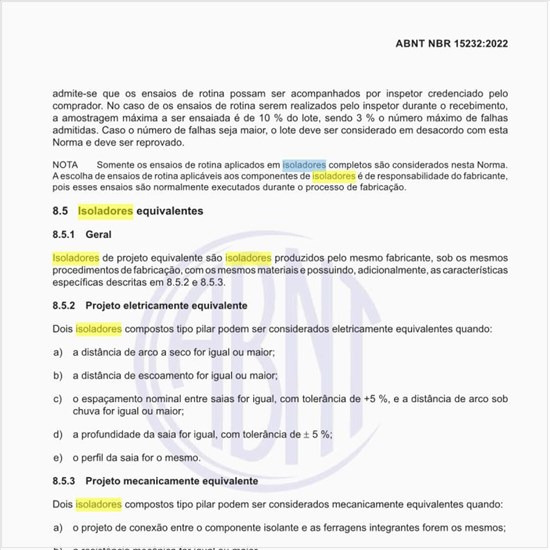 O que representam os isoladores equivalentes?