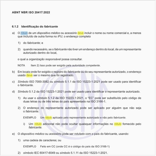 O que deve conter o rótulo de identificação do fabricante?