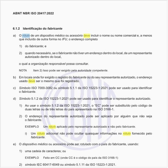 O que deve conter o rótulo de identificação do fabricante?