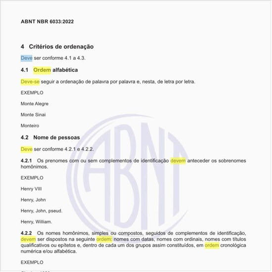 Como deve ser executada a ordem alfabética?