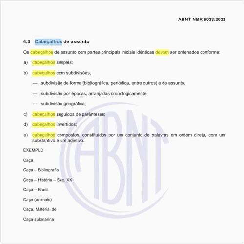 Como devem ser os cabeçalhos de assunto?