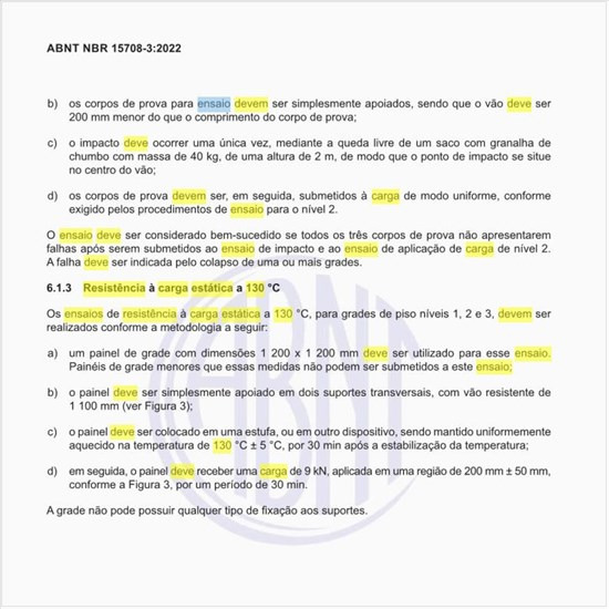 Como deve ser executado o ensaio de resistência à carga estática a 130 °C?