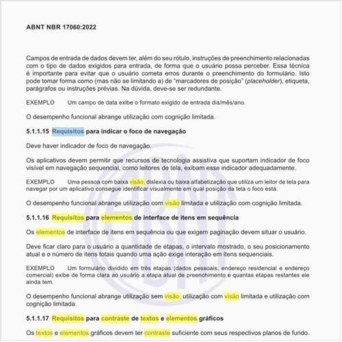 Quais são os requisitos para contraste de textos e elementos gráficos?