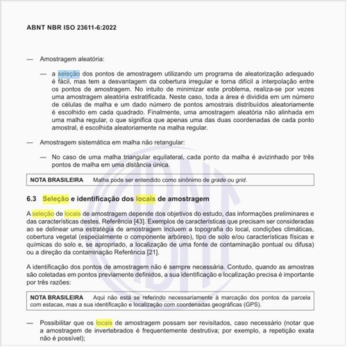 Como deve ser realizada a seleção e a identificação dos locais de amostragem?
