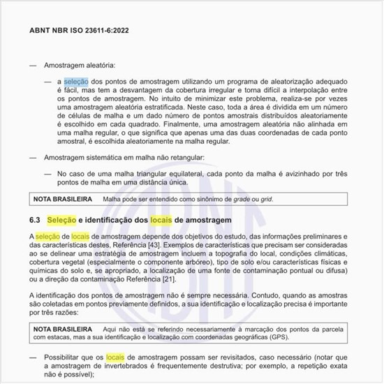 Como deve ser realizada a seleção e a identificação dos locais de amostragem?
