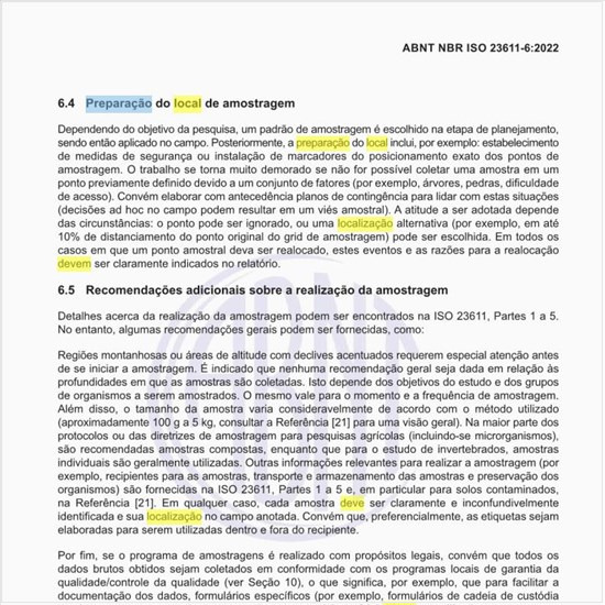 Como deve ser feita a preparação do local de amostragem?