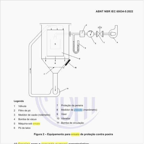 Quais são as condições de ensaio para o segundo numeral característico?