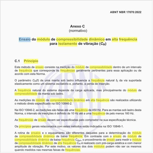 Qual o princípio do ensaio do módulo de compressibilidade dinâmico em alta frequência para isolamento de vibração?