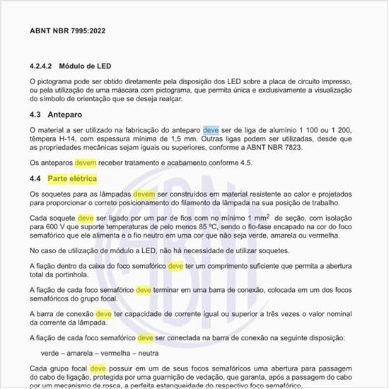 Como deve ser a parte elétrica dos produtos?