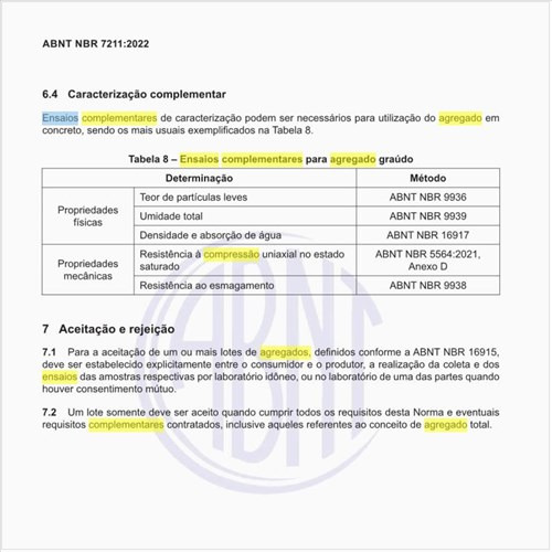 Quais são os ensaios complementares para agregado graúdo?