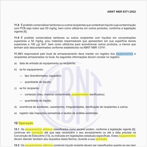 Como executar a operação dos equipamentos elétricos classificados como ascarel?