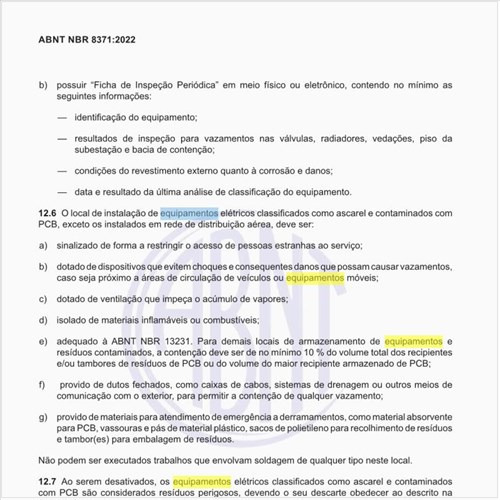 Como fazer a manutenção de equipamentos cujo líquido isolante contenha teores de PCB?