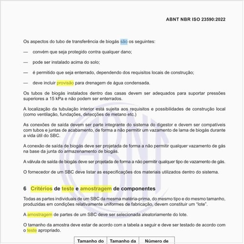 Quais são os critérios de teste e amostragem de componentes?