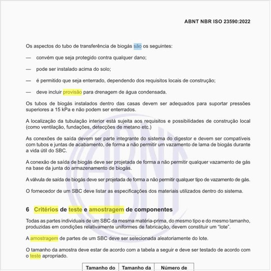 Quais são os critérios de teste e amostragem de componentes?