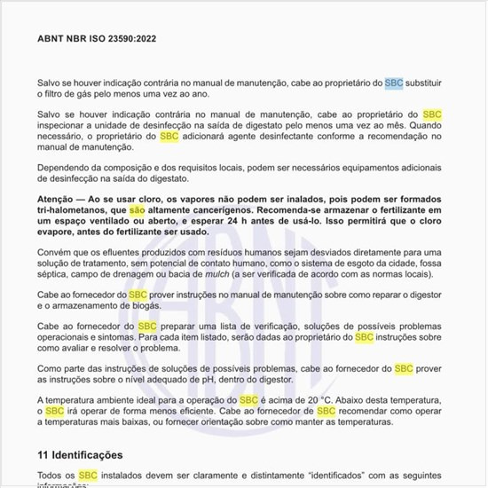 Quais são as identificações dos SBC instalados?