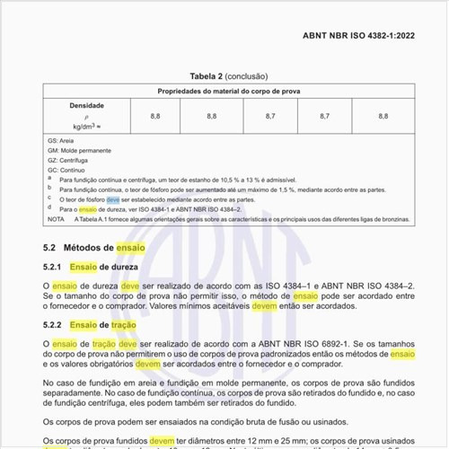 Como deve ser feito o ensaio de tração nas bronzinas?