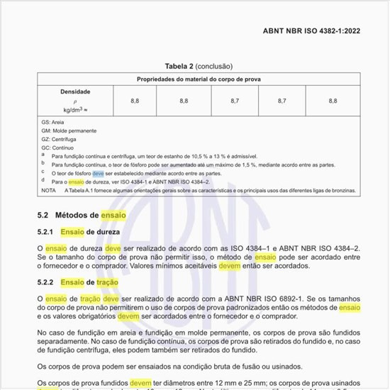 Como deve ser feito o ensaio de tração nas bronzinas?