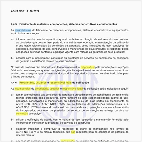 Quais são as incumbências do proprietário, usuários e responsável legal da edificação?