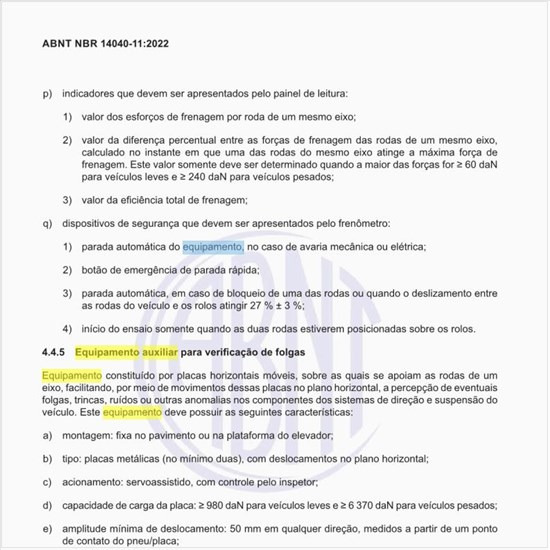O que é o equipamento auxiliar para verificação de folgas?