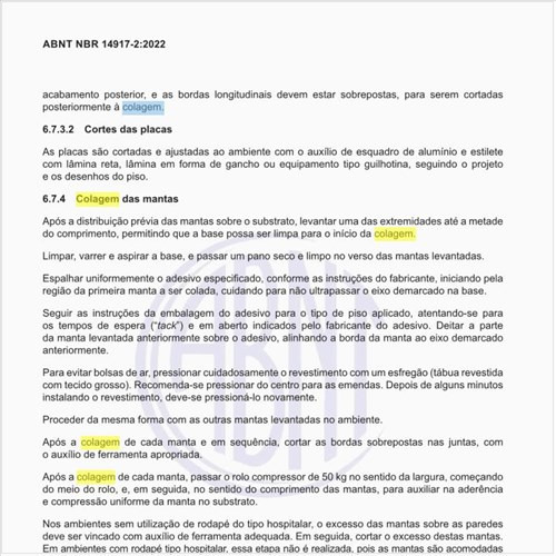 Qual o procedimento para a colagem das mantas?