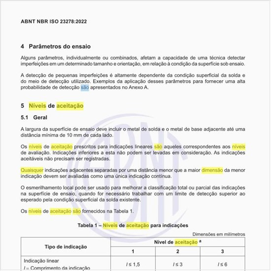 Quais são os níveis de aceitação para indicações?