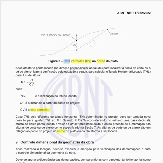 O que é a cota vermelha (CV) no bordo do platô?