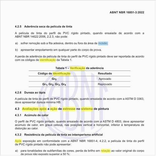 Quais são as avaliações após a ação de estresse no sistema de pintura?