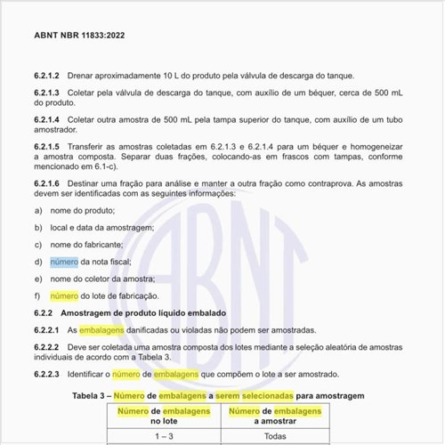 Qual o número de embalagens a serem selecionadas para a amostragem?