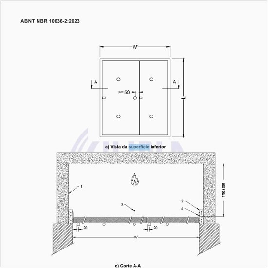 Como deve ser feito o ensaio de forro autoportante com exposição pela superfície superior?