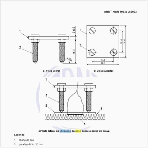 Como pode ser um exemplo de peso de termopar para utilização em materiais fibrosos ou resilientes?