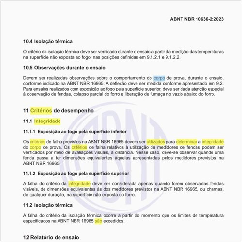 Quais são os critérios a ser utilizados para determinar a integridade do corpo de prova?