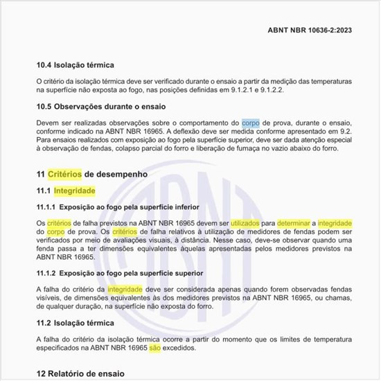 Quais são os critérios a ser utilizados para determinar a integridade do corpo de prova?