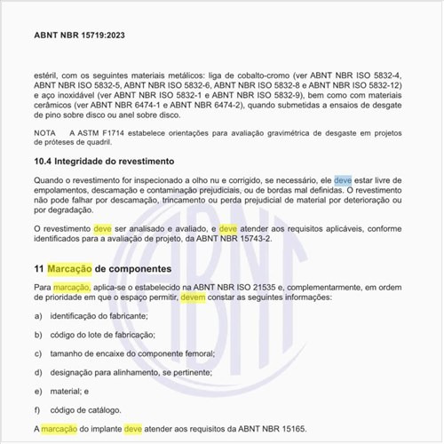 Como deve ser realizada a marcação dos componentes?