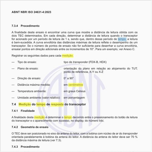 Como executar a medição do tempo de resposta do transceptor?
