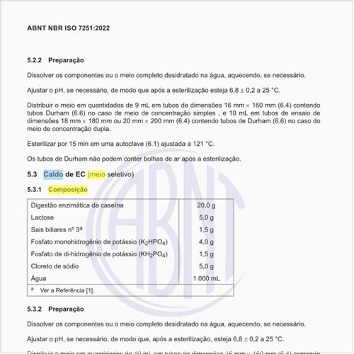 Qual a composição do caldo de EC (meio seletivo)?