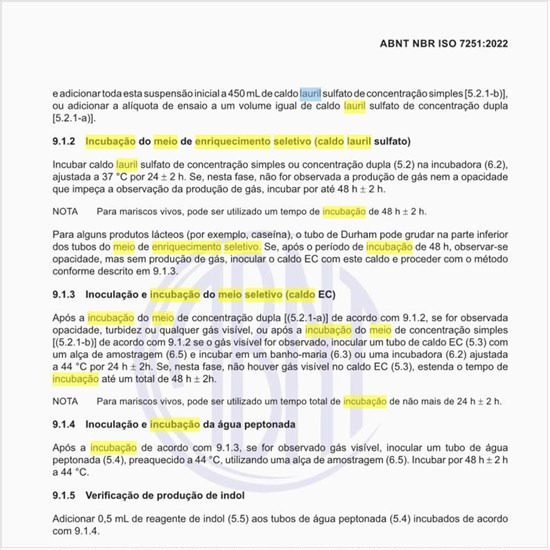 Como deve ser executada a incubação do meio de enriquecimento seletivo (caldo lauril sulfato)?