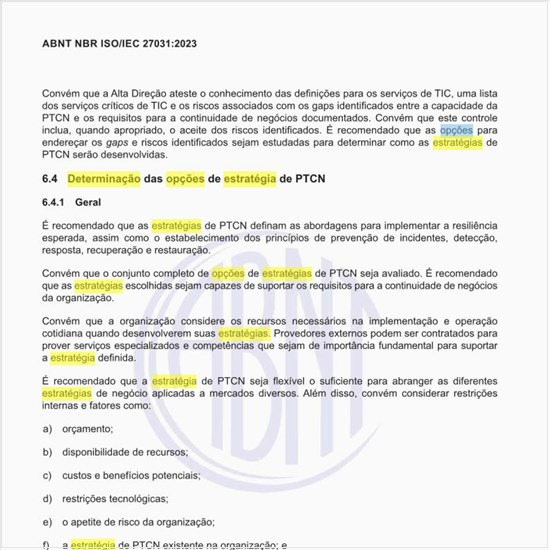 Como fazer a determinação das opções de estratégia de PTCN?