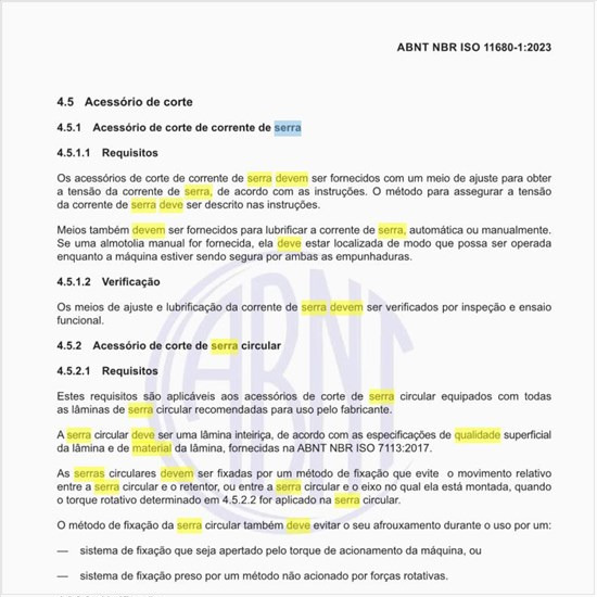 Como deve ser feita a verificação da qualidade superficial e o material da serra circular?